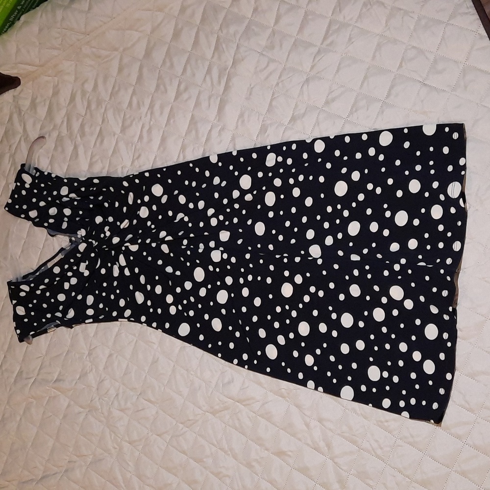 Black and off white polka dot knot front dress